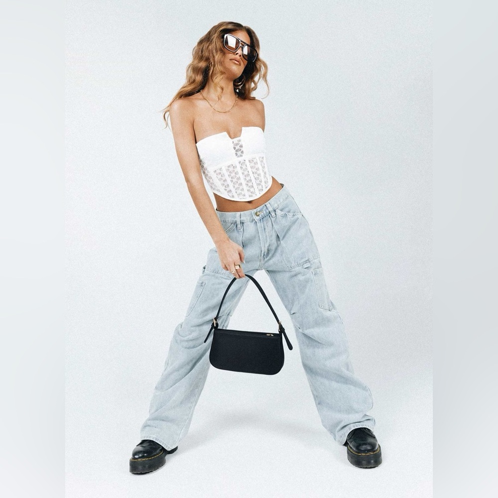 Princess Polly Miami Vice Light Wash Utility Cargo Denim Pants‎ Size 6 - Picture 14 of 14